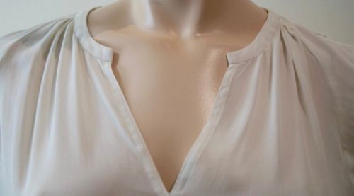REBECCA TAYLOR Cream Silk Lace Rear Pleated Long Sleeve Blouse Top US6 UK8