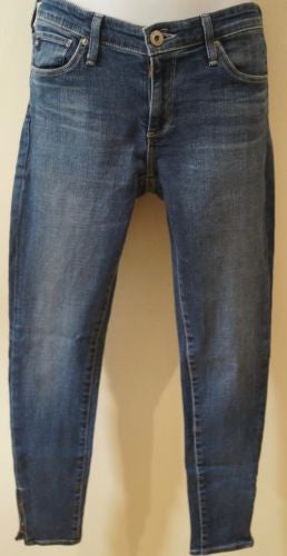 AG ADRIANO GOLDSCHMIED Blue Skinnny Ankle Zip Faded Detail Jeans Pants 26R