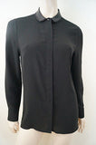 VICTORIA BECKHAM Black Long Sleeve Collared Evening Blouse Shirt Top Sz:3; UK:M