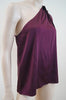 ELIE TAHARI Burgundy Plum Stretch Silk One Bow Shoulder Embellished Blouse Top M