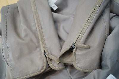 ARMANI COLLEZIONI Grey Soft Lamb Leather & Beige Suede Trim Jacket IT44 UK12