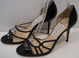 JIMMY CHOO Black Snakeskin & Sparkle Strappy High Heel Sandals Shoes EU39 NEW!