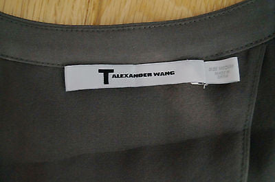 T BY ALEXANDER WANG Ladies Grey Stretch Silk Lined V Neck Sleeveless Top Sz: M