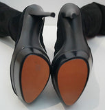 RACHAEL ZOE Black Suede Thigh High Gold Tone Platform Evening Boots EU30 UK6