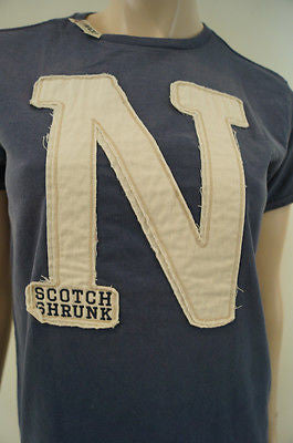 SCOTCH SHRUNK Boys Blue & Cream Motif Cotton Short Sleeve T-Shirt Tee Top BNWT