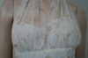 JUMP APPAREL BY WENDYE CHAITIN White & Gold Embroidery Halter Evening Dress Sz:S