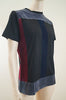 CHRISTOPHER KANE Ladies Grey Blue Black Sheer & Velvet Short Sleeve Top Sz: S