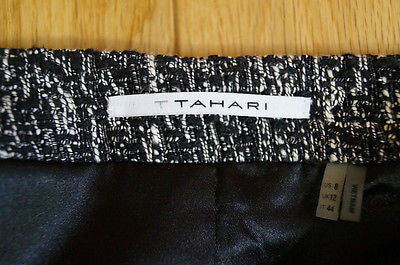 T TAHARI Women's Black & White Tweed Fitted Jacket UK12; US8; IT44