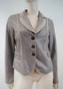 ARMANI COLLEZIONI Grey Soft Lamb Leather & Beige Suede Trim Jacket IT44 UK12