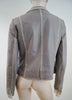 ARMANI COLLEZIONI Grey Soft Lamb Leather & Beige Suede Trim Jacket IT44 UK12