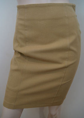 BLUMARINE Made In Italy Beige Branded Fitted Short Formal Pencil Skirt IT40 UK8