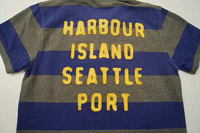 SCOTCH SHRUNK Boys Grey & Purple Big Stripe Branded Polo Shirt Top BNWT