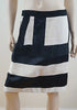 LANVIN Ete 2010 Black & White Linen Blend Silk Lined Skirt UK12 EU40