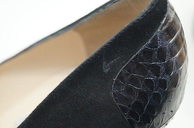 JIMMY CHOO Black Suede & Grey Snake Trim High Platform Court Pump Shoes EU39 UK6
