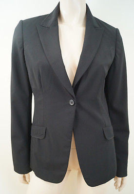 ELIE TAHARI Black Wool Stretch Lined Formal Blazer Jacket US8; UK12