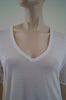 HALSTON HERITAGE White V Neck Modal Sheer Jerseywear T-Shirt Tee Top Sz M/L