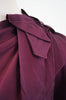 ELIE TAHARI Burgundy Plum Stretch Silk One Bow Shoulder Embellished Blouse Top M