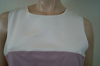 JOSEPH Lilac Pink & Cream Cotton Poplin Stretch DONNA Sleeveless Dress 42 UK14