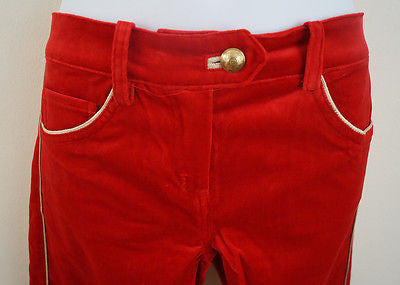 ISABEL MARANT Bauer Red Velvet Cropped Skinny Trousers Pants Sz:42; UK14 BNWT