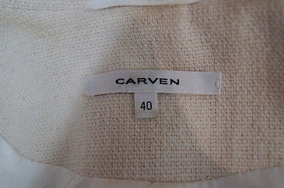 CARVEN Ladies Cream Cotton Box Biker Short Length Fitted Belted Jacket UK12; 40