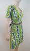 T-BAGS LOS ANGELES Bold Geometric Print Gold Tone Belted Mini Dress Sz:M