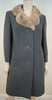 COUTURE COMTESSE Grey Pure Wool Beige Mink Fur Collared Lined Winter Coat Sz:M