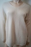 VINCE Cream Wool & Cashmere Textured Knitwear V Neckline Jumper Sweater Top Sz:S