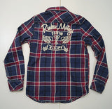 SCOTCH & SODA / SHRUNK Boys Blue & Red Checked Long Sleeve Hoodie Shirt Top BNWT