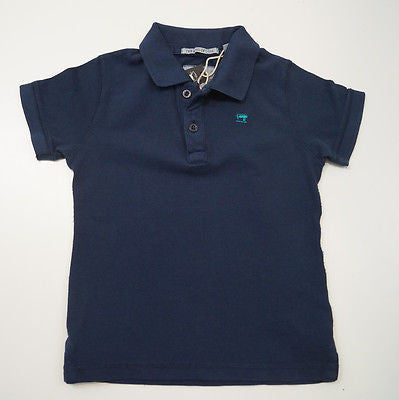 SCOTCH SHRUNK Boys Navy Blue Short Sleeve Button Up Collared Polo Shirt Top BNWT