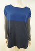 VINCE Blue & Grey Cotton Knit Block Colour Long Sleeve Jumper Sweater Top Sz: S