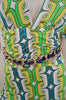 T-BAGS LOS ANGELES Bold Geometric Print Gold Tone Belted Mini Dress Sz:M