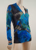 CHRISTOPHER KANE RUNWAY Blue Green Floral Print Silk / Wool Cardigan Sz:L BNWT