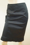 KYRI LONDON Black Satin Sheen Evening Pleated Hemline Wiggle Pencil Skirt UK12