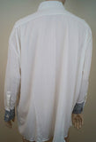 ACNE STUDIO White Collared Long Sleeve Navy Striped Cuff Blouse Shirt 38 UK10