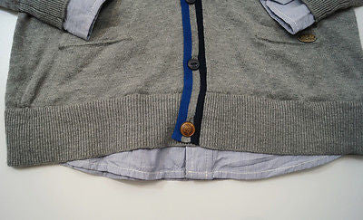 SCOTCH SHRUNK Cotton Grey Long Sleeve Knitted Cardigan & Blue Shirt Top BNWT