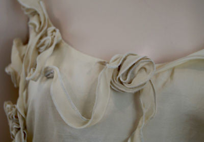 EMPORIO ARMANI Cream 100% Silk Floral Detail Sleeveless Cami Top IT44; UK12