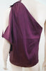 ELIE TAHARI Burgundy Plum Stretch Silk One Bow Shoulder Embellished Blouse Top M