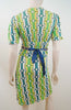 T-BAGS LOS ANGELES Bold Geometric Print Gold Tone Belted Mini Dress Sz:M