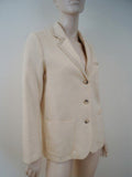 TOAST Women's Cream Beige 100% Cotton Ribbed Lined Formal Blazer Jacket UK8