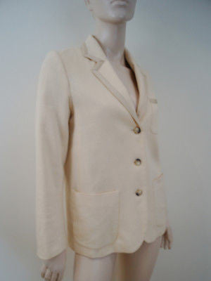 COUTURE COMTESSE Grey Pure Wool Beige Mink Fur Collared Lined Winter Coat Sz:M