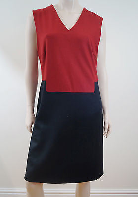 RAOUL Ladies Red & Black 100% Wool Sleeveless Lined Formal Dress FR40; UK12