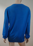 CHRISTOPHER KANE Ladies Bright Blue Silk / Wool Fine Knit Jumper Top Sz:XL