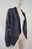 VELVET Graham & Spencer Black Faux Leather Sheen & Jersey Cardigan Jacket Sz:M