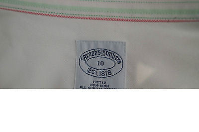 BROOKS BROTHERS White Supima Cotton Button Collar Formal Shirt Blouse Top UK10