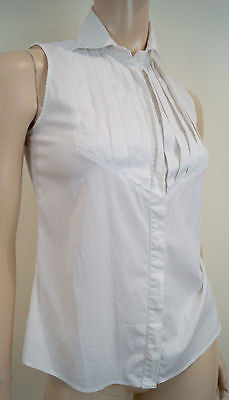 BALENCIAGA T'S White Cotton Printed Round Neck Sleeveless T-Shirt Tee Top XS