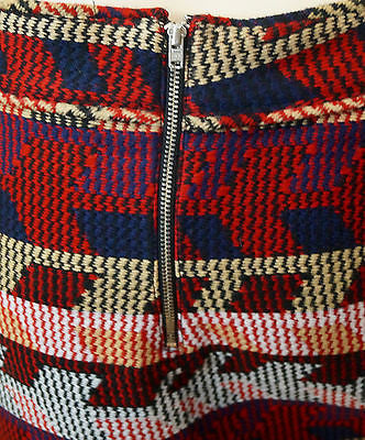 MAJE Red Cream Black Pink Beige Abstract Textured Pattern Short Mini Skirt Sz:40