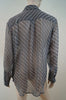 EQUIPMENT FEMME Black Cream Silk Geometric Dogtooth Print Sheer Evening Blouse M