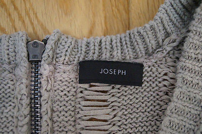 JOSEPH Grey Cotton Blend Round Neck Loose Knit Sleeveless Jumper Top Sz:M