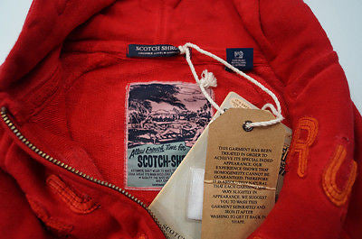 SCOTCH SHRUNK Boys Red Cotton Freedom Motif Hoodie Sweatshirt Sweater Top BNWT