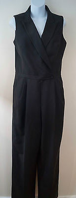 HUSH Black Elasticated Off Shoulder & Waist Short Sleeve Crop Capri Jumpsuit UK6